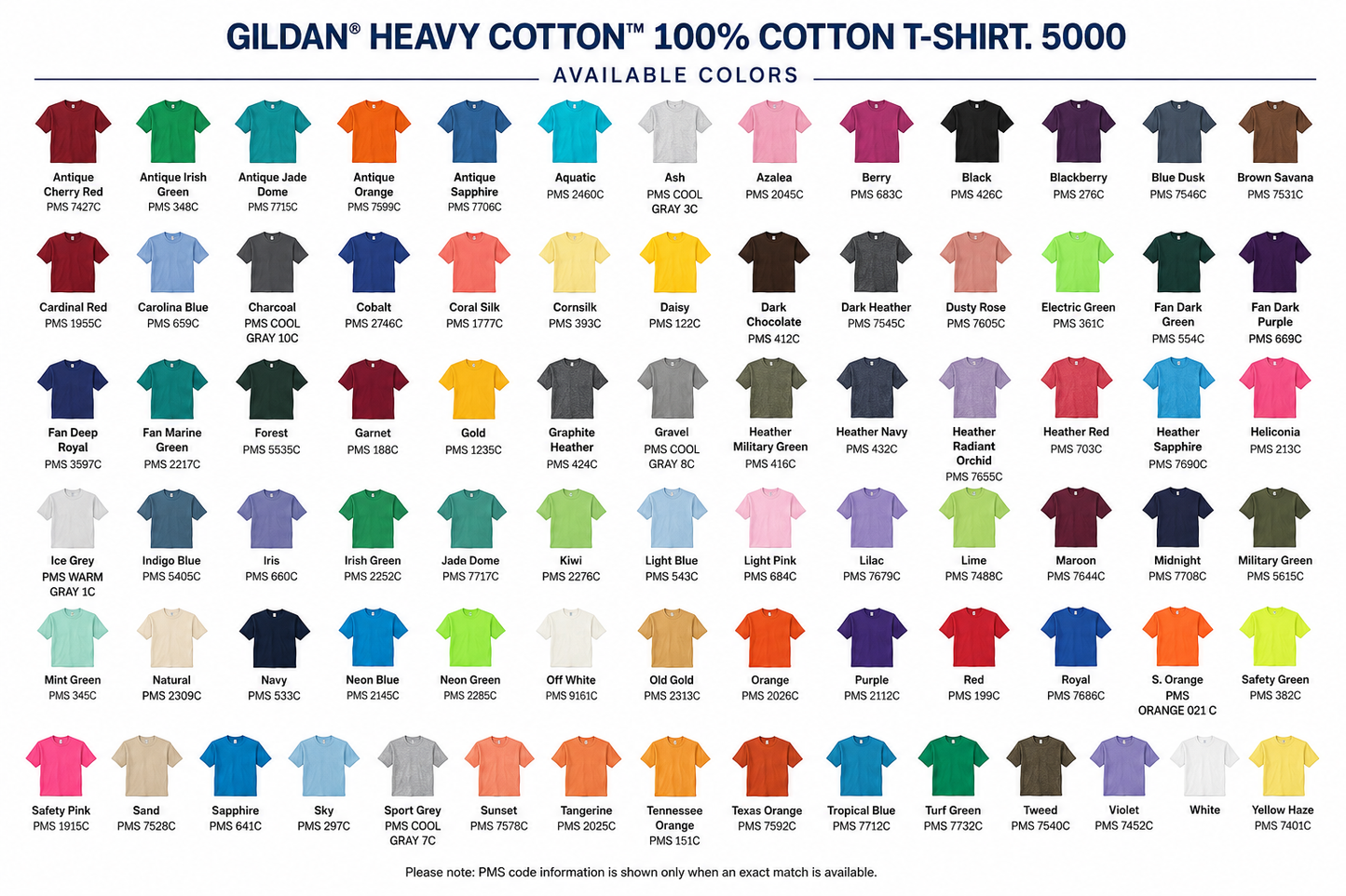 100 Custom Printed Gildan Heavy Cotton T-Shirts